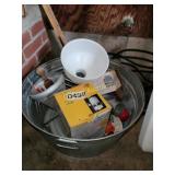 Galvanized tub, Victorian strainer and more