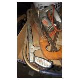 Saws, trimmers, electric saw, & bucket contents
