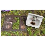 Sink, cast iron stove top
