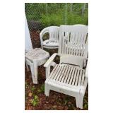 Outdoor plastic chair and tables