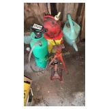 Jacks, watering pot and gas tanks