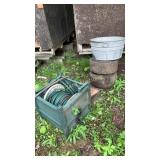 Hose and reel, tires and bucket