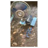 Fan,battery charger and pipe wrench