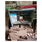 Metal shelf with contents