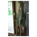 Coat and misc garden tools