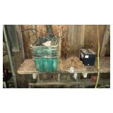 Battery, chain, electric cord and plastic