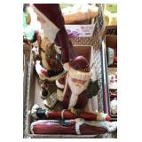 Santa figurines glass and ceramic