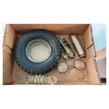 Ash tray, glasses, harmonica