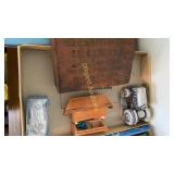 Cigar box, tractor, toy