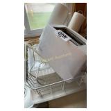 B&D toaster, paper towels, and dish drying rack