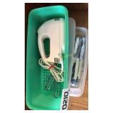 Mixer, plastic containers, and utensils