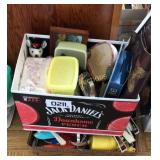 Misc kitchen utensils, fabric, candles, and misc