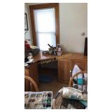 Corner oak desk (NOT THE CONTENTS)