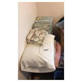 Comforters, three pillows, blankets