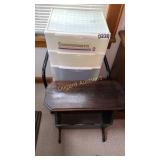 Chair, storage containers, and magazine storage