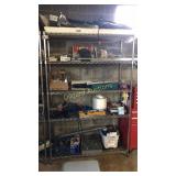 Metal five tier shelving, (NOT THE CONTENTS)