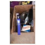 Light, measuring wheel and steamer iron