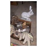 Ceramic & concrete bunny lawn decor