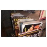 Plates canning jars and recipe books