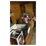 Glass dishes, fake flowers, bags, soaps, paint