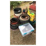 Potting soil, bird seed, planting buckets