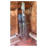 Stihl FE 55 electric trimmer and saw horses