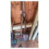Garden weasel, pitch fork, shovel & more