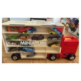 Die cast miniature cars w/truck case