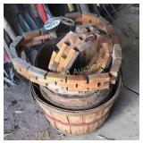 Woven baskets, and hanging flower decor