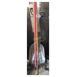 Pitch fork, metal rake, tree pruner, and shovels