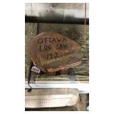 Ottawa log saw 1923 sign