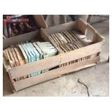 Wooden crate filled with berry baskets