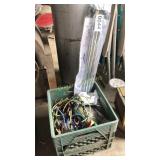 Tie down straps, camping materials, and flag and