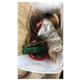 Christmas tree base, ext cord, small hats, more