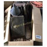 Funnel, wooden boxes, and ropes and stakes