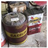 Gas cans (1 is Sunoco)