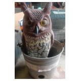 Owl, cricket cage and sap bucket