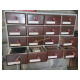 16 drawer storage shelf with contents