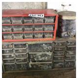 (2) nut and bolt storage bins and jar