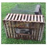 Wooden animal crate and wire cage