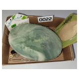 Button shoe hook, celluloid frame & dresser box