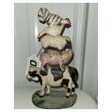 Cast-iron stacked animals door stop