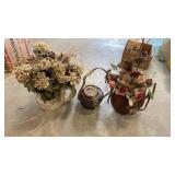 Floral arrangements, candle