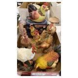 Decorative chickens, hen laying eggs