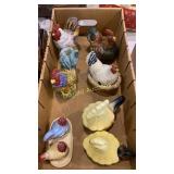 Decorative chicken jars, hen on nests, salt &