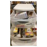 Plastic storage bins with light bulbs