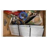 Black Jack creeper seat, painters tape, tools