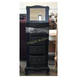 Six drawer jeweler chest with mirror in top