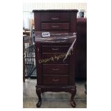 Eight drawer jewelry chest with top mirror