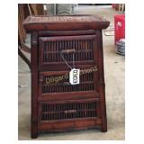 Wooden woven designed night stand